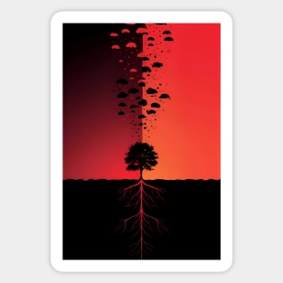 Solitude's Contrast: Lone Tree Horizon Split Design Sticker